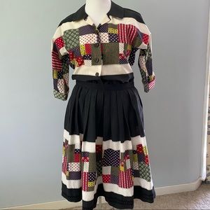 Patchwork Two-piece Skirt Set